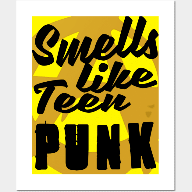 smells like teen punk tshirt NIRVANA parody yellow Wall Art by danygammerx